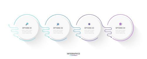 modello di progettazione di etichetta infografica vettoriale con icone e 4 opzioni o passaggi. può essere utilizzato per diagramma di processo, presentazioni, layout del flusso di lavoro, banner, diagramma di flusso, grafico informativo.