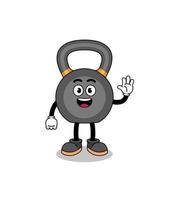 kettlebell cartone animato fare onda mano gesto vettore