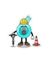 personaggio cartone animato di fischio Lavorando su strada costruzione vettore