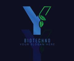 biotech logo con erbaceo foglia lettera y. erbaceo logo vettore modello. medico erbaceo logo.