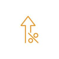 eps10 arancia vettore percentuale su freccia astratto linea arte icona isolato su bianca sfondo. aumentare schema simbolo nel un' semplice piatto di moda moderno stile per il tuo sito web disegno, logo, e mobile App