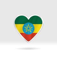 cuore a partire dal Etiopia bandiera. argento pulsante stella e bandiera modello. facile la modifica e vettore nel gruppi. nazionale bandiera vettore illustrazione su bianca sfondo.