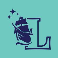 alfabeto vecchio vela barca l logo vettore
