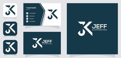 vettore grafico di lettera jk logo design semplice e lusso stile con attività commerciale carta