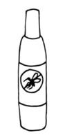 insetto repellente spray campeggio schema vettore. zanzare e pungente moscerini attacco nero e bianca illustrazione. peste controllo, naturale zanzara repellente aerosol scarabocchio vettore