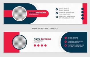 design minimalista del modello di firma e-mail o piè di pagina e-mail e copertina personale dei social media vettore