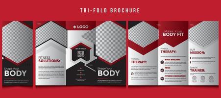 fitness, Palestra o Salute tri-fold opuscolo design modello, fitness agenzia copertina opuscolo aviatore design modello, moderno fitness copertina piega, gli sport carta modelli, invito volantino, vettore