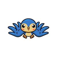 carino poco blu uccello cartone animato volante vettore