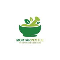 mortaio e pestello farmacia logo vettore