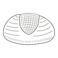 il giro pagnotta pane nel mano disegnato stile isolato su bianca sfondo per manifesto, etichetta o forno negozio menù, cibo schizzo vettore