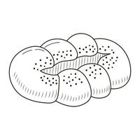 challah pane nel mano disegnato stile isolato su bianca sfondo per manifesto, etichetta o forno negozio menù, cibo schizzo per confezione design vettore