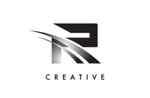 lettera r logo design vettore con curvo swoosh Linee e creativo Guarda