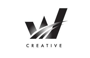 lettera w logo design vettore con curvo swoosh Linee e creativo Guarda