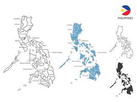 4 stile di Filippine carta geografica vettore illustrazione avere tutti Provincia e marchio il capitale città di filippine. di magro nero schema semplicità stile e buio ombra stile. isolato su bianca sfondo.