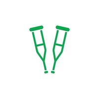 eps10 verde vettore stampelle astratto linea arte icona isolato su bianca sfondo. a piedi stampelle schema simboli nel un' semplice piatto di moda moderno stile per il tuo sito web disegno, logo, e mobile App