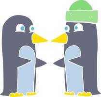 piatto colore illustrazione di pinguini vettore