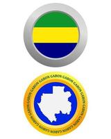 pulsante come un' simbolo Gabon bandiera e carta geografica su un' bianca sfondo vettore