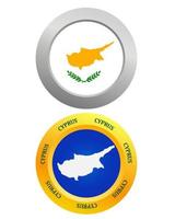 pulsante come un' simbolo Cipro bandiera e carta geografica su un' bianca sfondo vettore