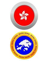 pulsante come un' simbolo hong kong bandiera e carta geografica su un' bianca sfondo vettore