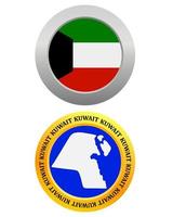 pulsante come un' simbolo Kuwait bandiera e carta geografica su un' bianca sfondo vettore