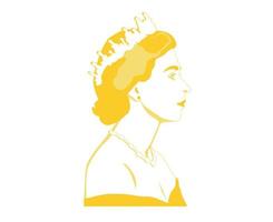 Regina Elisabetta giovane viso ritratto giallo Britannico unito regno nazionale Europa nazione vettore illustrazione astratto design