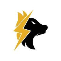 tuono lupo logo design. potenza, selvaggio animale e energia logo concetto icona vettore. vettore
