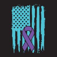 consapevolezza del suicidio design della maglietta vettoriale con bandiera americana in difficoltà
