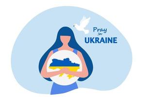 pregare per Ucraina e fermare guerra concetto. Ucraina bandiera con cuore forma per la libertà e pace vettore
