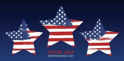 giorno dell'indipendenza degli stati uniti, 4 luglio. bandiera del grunge degli Stati Uniti. vettore