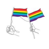 disegno a linea continua bandiera arcobaleno illustrazione vettore isolato