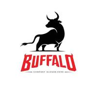 icona vettore logo bisonte toro bufalo, design con logo retrò vintage per animali da fattoria