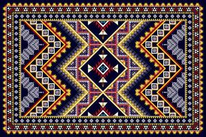 ikat disegno geometrico astratto etnico. Tappeto In Tessuto Azteco Mandala Ornamento Etnico Chevron Decorazione Tessile Carta Da Parati. tribale boho nativo etnico tradizionale ricamo sfondo vettoriale