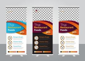 modello di progettazione banner roll up ristorante vettore