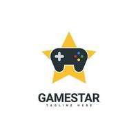 modello di progettazione del logo della stella del gioco, combinazione di icone di joystick e stelle vettore