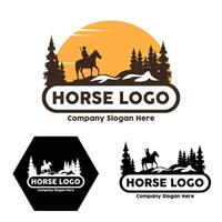 vettore del logo del cavallo, evento sportivo mondiale, corse di velocità, illustrazione del design degli animali