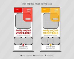 roll up banner template con ristorante pull up cover design per il download di business pro vettore