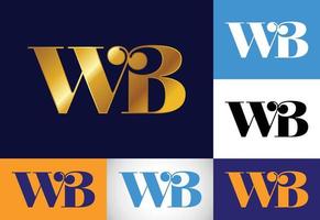design del logo iniziale della lettera del monogramma wb. simbolo grafico dell'alfabeto per l'identità aziendale vettore