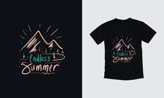 illustrazione vettoriale estiva per t-shirt e altre produzioni di stampa di design. estate, tramonto, surf, onde del mare.