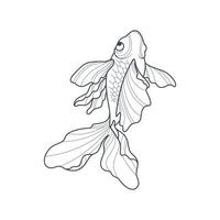 vettore di arte della linea di pesce koi. koi fish line art graphic design per la decorazione della parete