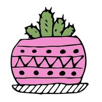 illustrazione vettoriale di simpatici scarabocchi di cactus in vaso