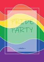 carta di invito festa orgoglio con sfondo bandiera arcobaleno banner flyer.orgoglio simbolo,lgbt, minoranze sessuali, gay e lesbiche.designer segno,logo,icona.illustrazione vettoriale. vettore