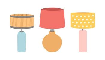 lampada da tavolo set semplice colore piatto design illustrazione vettoriale