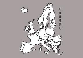 Mappa dell'Europa in bianco e nero vettore
