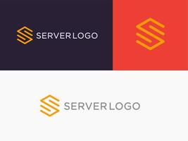 design del logo del server per host del server, logo vettoriale aziendale in affitto di archiviazione dati, design del logo aziendale