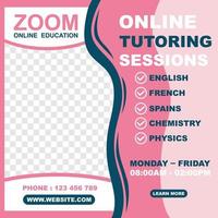 modello di banner per sessioni di tutoraggio online vettore