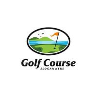 modello di progettazione del logo del campo da golf. vettore di concetto di logo del campo da golf. simbolo dell'icona creativa