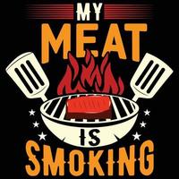 elemento di illustrazione barbecue, t-shirt grafica, griglia per barbecue, cibo, carne, manzo, grigliate vettore