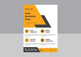 servizi di riparazione auto per autoveicoli modello di poster per volantini con dettagli auto. progettazione di volantini poster volantini per auto e servizi automobilistici. vettore