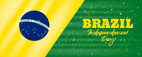 sfondo del giorno dell'indipendenza del brasile con illustrazione di design sventolante bandiera brasiliana vettore