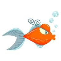 illustrazione di pesce simpatico cartone animato. isolato su sfondo bianco. vettore